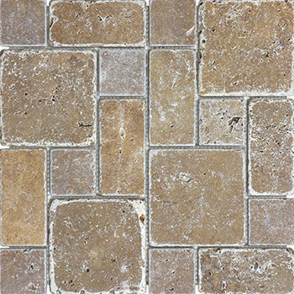 Picture of Anatolia Tile & Stone - Travertine Mosaic Roman Random Pattern Espresso