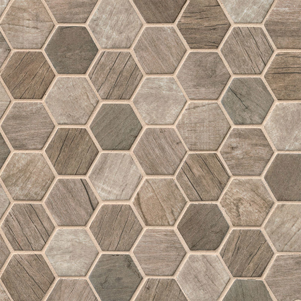 Picture of MS International - Glass Mosaic Hexagon Driftwood