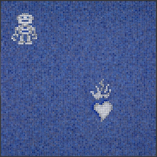 Picture of Bisazza Mosaico - Decori 10 - Hearts and Robots Hearts Robots Blue