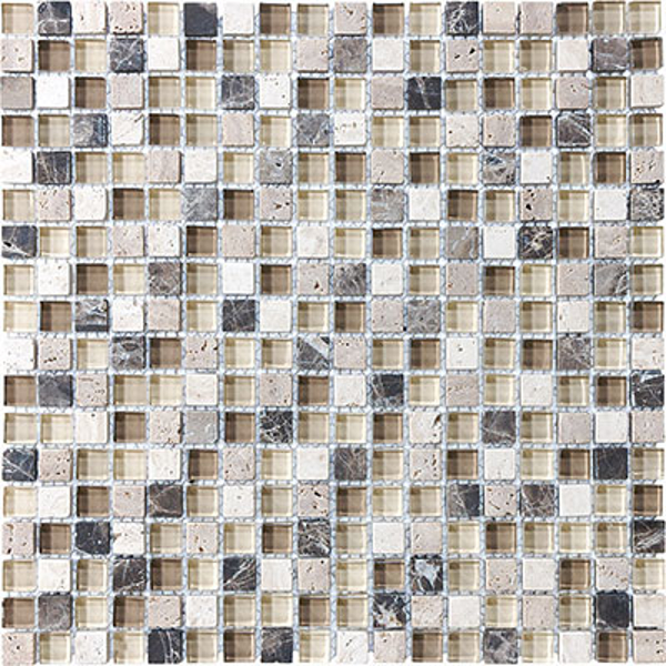Picture of Anatolia Tile & Stone - Bliss Mosaic Glass Stone Blend Cappucinno