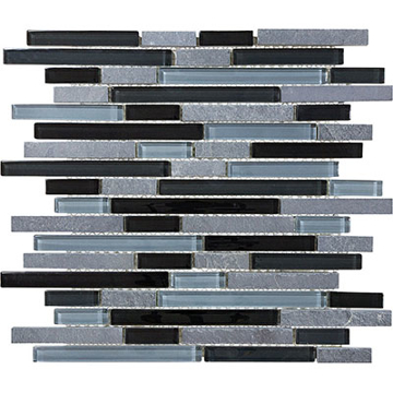 Picture of Anatolia Tile & Stone - Bliss Mosaic Glass Slate Linear Blend Black Timber