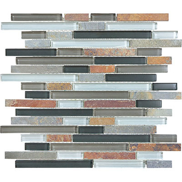 Picture of Anatolia Tile & Stone - Bliss Mosaic Glass Slate Linear Blend Smoky Mica