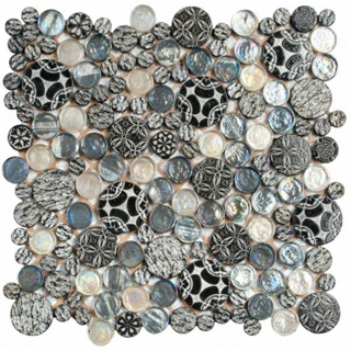 Picture of Bati Orient - Round Mosaic Penny Round Decor Black