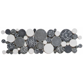 Picture of Bati Orient - Round Mosaic Penny Rounds Border White Grey Silver