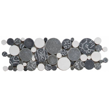 Picture of Bati Orient - Round Mosaic Penny Rounds Border White Grey Silver