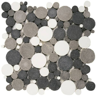 Picture of Bati Orient - Round Mosaic Reconstituted Black/Grey/White