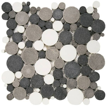 Picture of Bati Orient - Round Mosaic Reconstituted Black/Grey/White