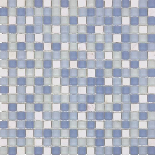 Picture of Bati Orient - Mix Mosaic 5/8 x 5/8 White Marble Blue Matte Glass