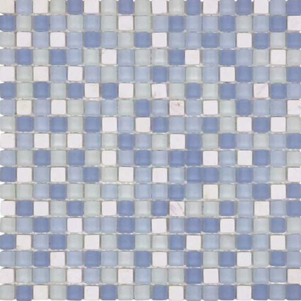 Picture of Bati Orient - Mix Mosaic 5/8 x 5/8 White Marble Blue Matte Glass