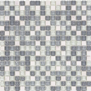 Picture of Bati Orient - Mix Mosaic 5/8 x 5/8 White Marble Light Grey Glossy Glass