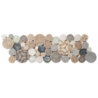 Picture of Bati Orient - Round Mosaic Penny Round Decor Border Taupe/Gold