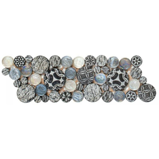 Picture of Bati Orient - Round Mosaic Penny Round Decor Border White/Grey/Silver