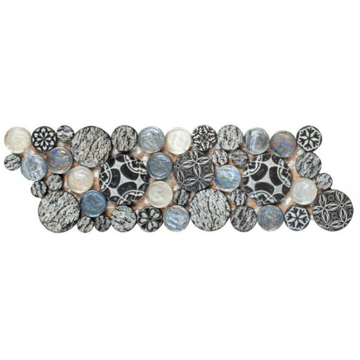 Picture of Bati Orient - Round Mosaic Penny Round Decor Border White/Grey/Silver