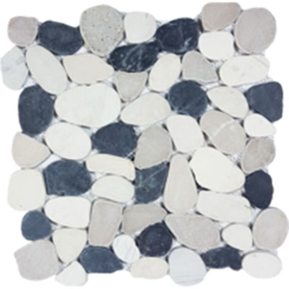 Picture of Tesoro - Ocean Stones Sliced Mosaic Black White Tan