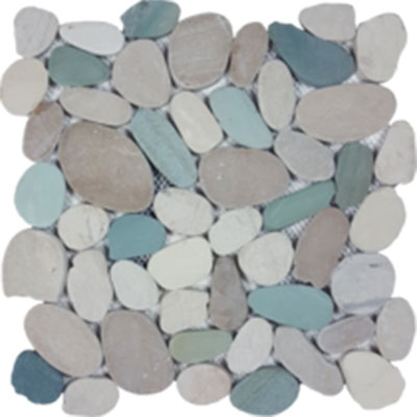 Picture of Tesoro - Ocean Stones Sliced Mosaic White Green Tan