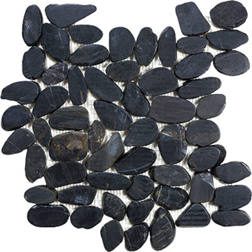 Picture of Anatolia Tile & Stone - Bliss Zen Flat Pebble Stone Mosaic Tahitian Black Sand Polished
