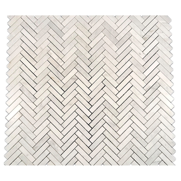 Picture of Stone Collection - Sweet White Mosaic Herringbone Sweet White Honed