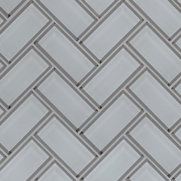 Picture of MS International - Glass Mosaic Herringbone Ice Bevel