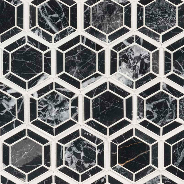 Picture of MS International - Marble Mosaics Hexagono Nero