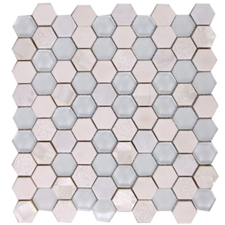 Picture of Bati Orient - Mother of Pearl Glass Marble Hexagon White Mix