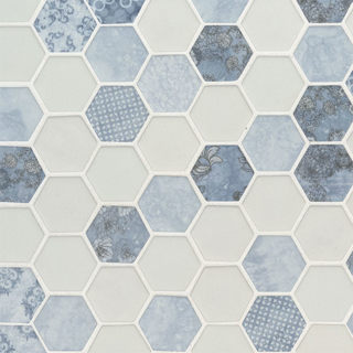 Picture of MS International - Glass Mosaic Hexagon Vista Azul
