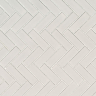 Picture of MS International - Retro Mosaic Glossy White Herringbone