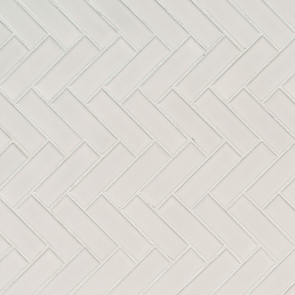 Picture of MS International - Retro Mosaic Glossy White Herringbone