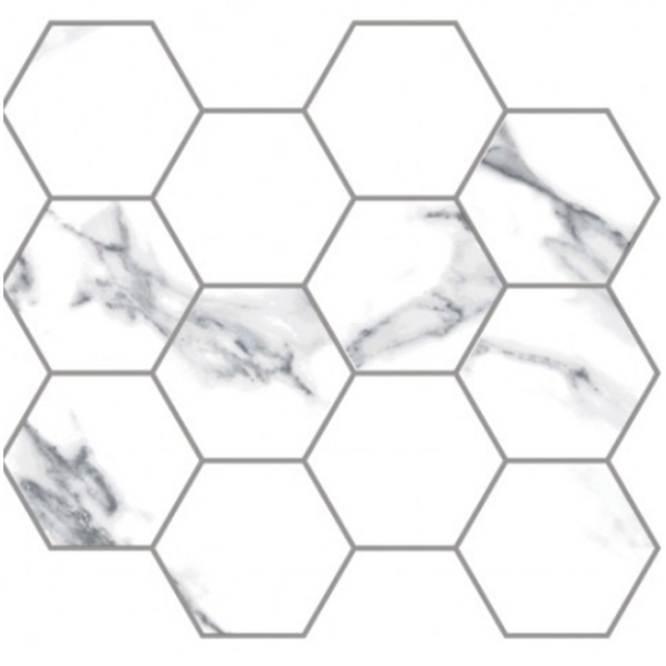 Picture of Eleganza Tiles - Statuario Extra Moderne Mosaic Hex Polished White