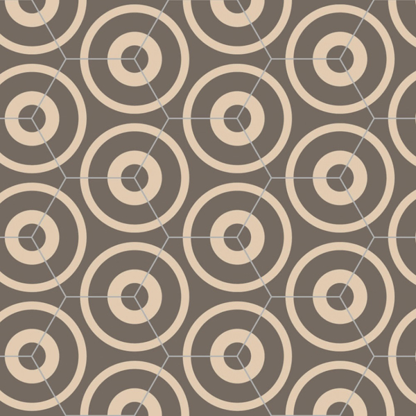 Picture of Bisazza Mosaico - Cementiles Decorations Hex Concentric Tortora