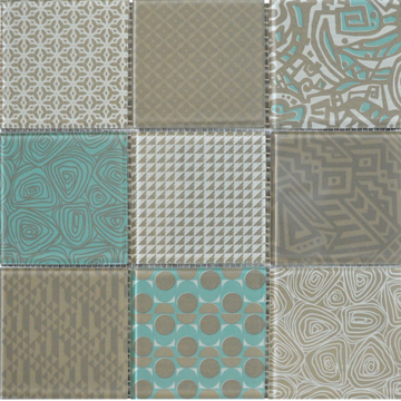 Picture of Bati Orient - Glass Geometric Random Pattern Beige Green