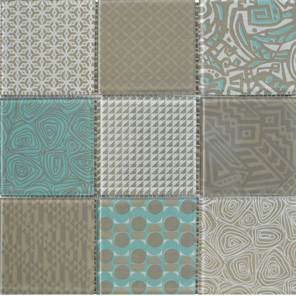 Picture of Bati Orient - Glass Geometric Random Pattern Beige Green