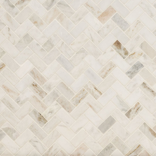 Picture of MS International - Marble Mosaics Herringbone Honed Arabescato Venato White