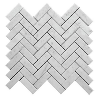 Picture of Stone Collection - Bianco Carrara Mosaic Herringbone Bianco-Carrara-Honed