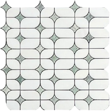 Picture of Elon Tile & Stone - Starlight Mosaics White Thassos Ming Green