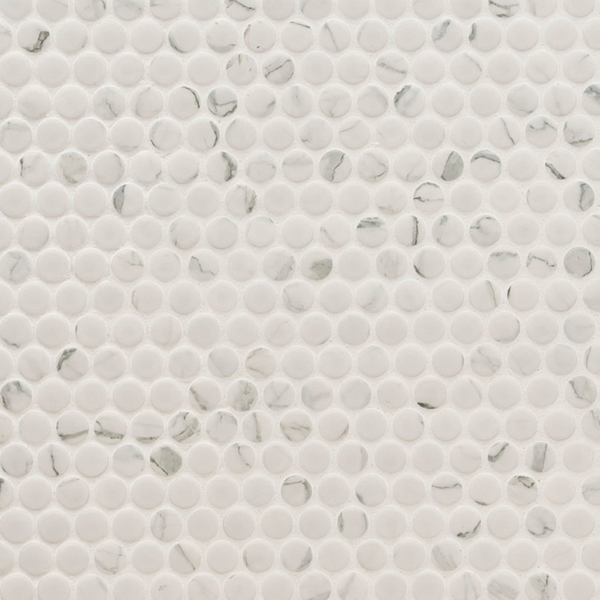 Picture of MS International - Penny Round Mosaic Carrara Matte