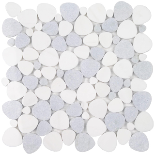 Picture of Tesoro - Ocean Stones Sliced Mosaic Italian White Blue Celeste