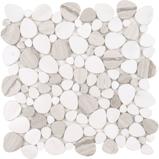 Picture of Tesoro - Ocean Stones Sliced Mosaic Light Wood Grain Italian White