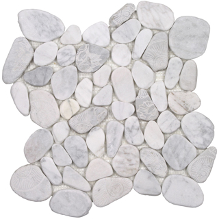 Picture of Tesoro - Ocean Stones Sliced Mosaic Fosssil Carrara