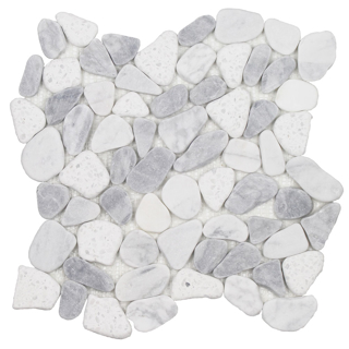 Picture of Tesoro - Ocean Stones Sliced Mosaic Terrazzo Carrara Bardiglio White