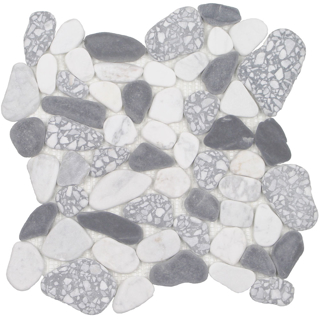 Picture of Tesoro - Ocean Stones Sliced Mosaic Terrazzo Carrara Nero Smoke