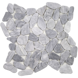 Picture of Tesoro - Ocean Stones Sliced Mosaic Wave Bardiglio