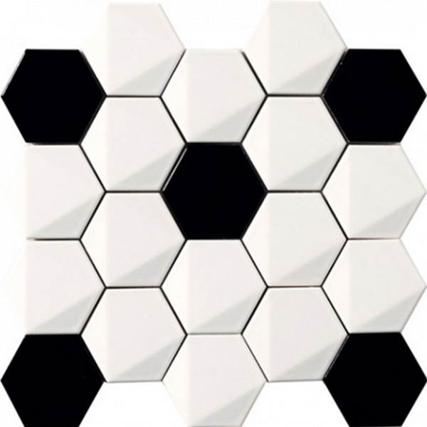 Picture of Eleganza Tiles - Beta 3D Hexagon Mosaic Black and White