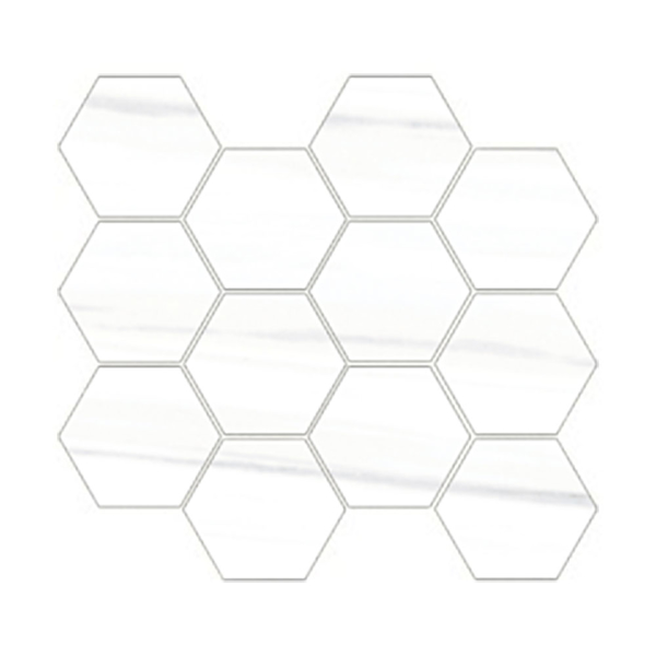 Picture of Eleganza Tiles - Italian Marble Moderne Hexagon Mosaic Bianco Matte