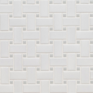 Picture of MS International - Retro Mosaic Matte White Gray Basketweave