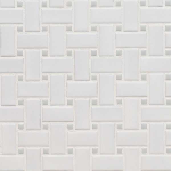 Picture of MS International - Retro Mosaic Matte White Gray Basketweave