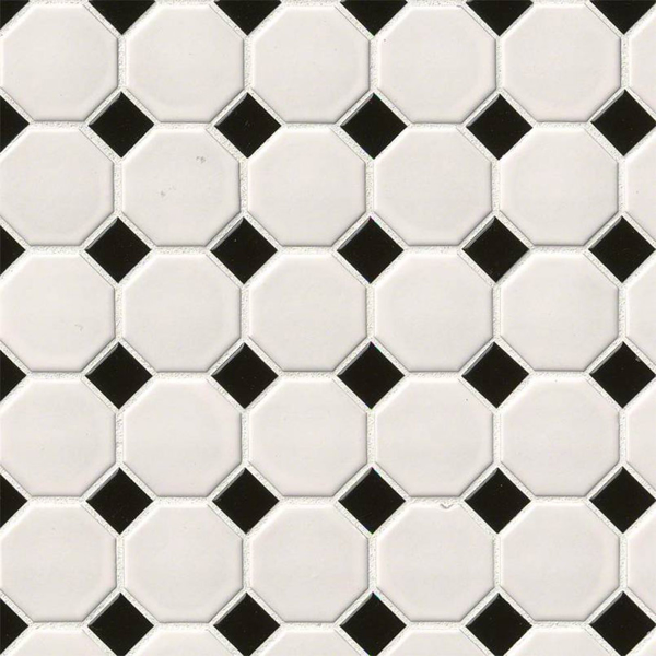 Picture of MS International - Retro Mosaic Matte White Black Octagon