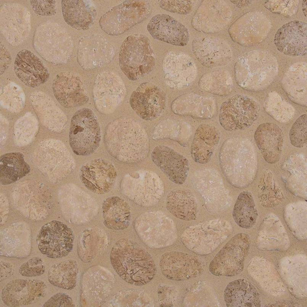 Picture of MS International - Rio Lago Pebble Mosaics 12 X 12 Tumbled Travertine Blend