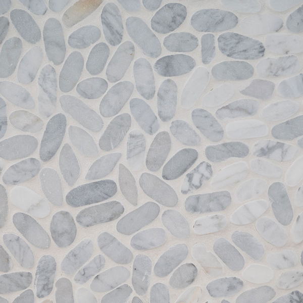 Picture of MS International - Rio Lago Pebble Mosaics 12 X 12 Tumbled Sliced Pebble Carrara White