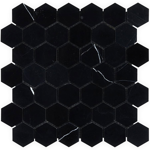 Picture of SOHO Studio Corp - Nero Marquina Mosaic 2 x 2 Hexagon Mosaic
