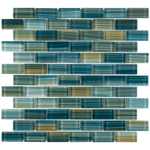Picture of Anthology Tile - Splash 1 x 2 Brick Mosaic Neptune Emerald